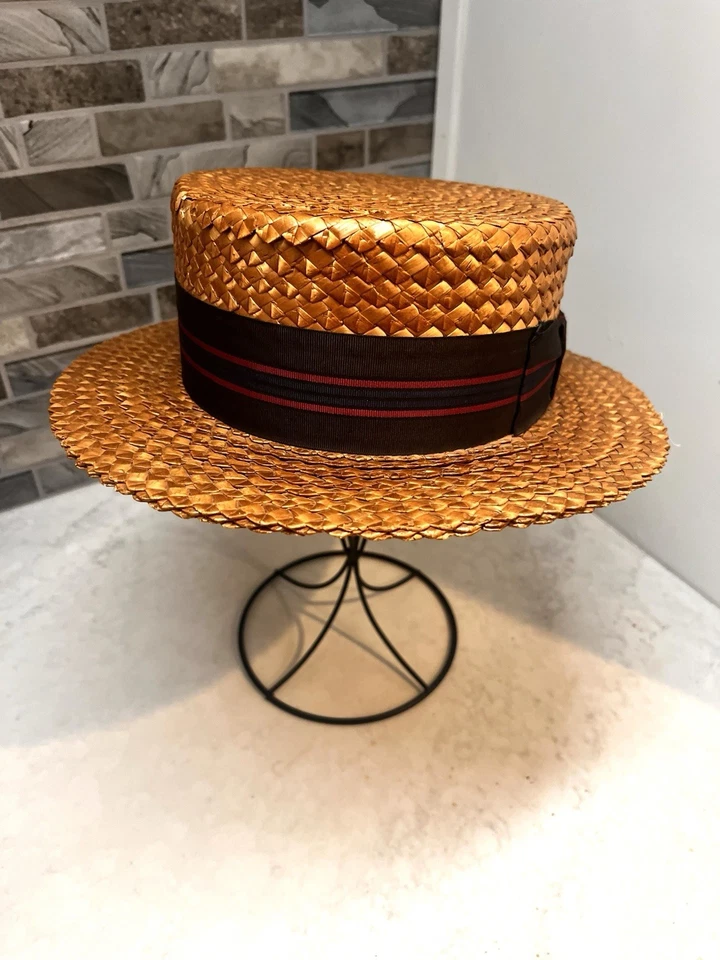 Raro sombrero de bote de paja vintage Lundstrom de San Francisco California para hombre 7 1/4 Foto 2 de 4
