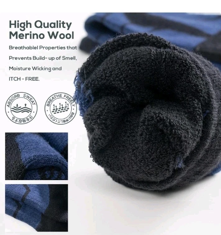 Calcetines de esquí de lana merino WEIERYA 3 pares para esquí talla X-grande unisex azul real Foto 4 de 4