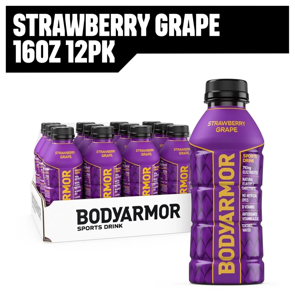 BODYARMOR Bebida Deportiva Bebida Deportiva, Fresa Uva, 16 Fl Oz (Paquete de 12) Foto 2 de 4