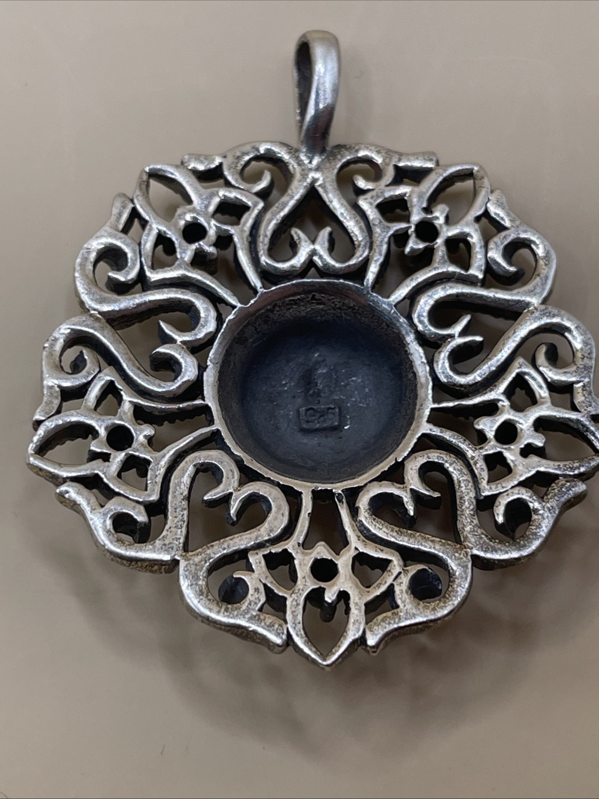 Ornate Filigree Design Solid Sterling Silver Pend… - image 5