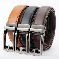 Automatic Buckle Belt Genuine Leather 3.5cm Unisex Business Jeans Waist Belts