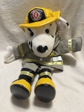 2008 Silly Puppets Teddy Bear Firefighter Dog Plush Hand Puppet 14"