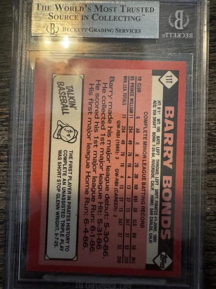 1986 Topps Traded Barry Bonds #11T  XRC – Pittsburgh Pirates - Image 3 of 3