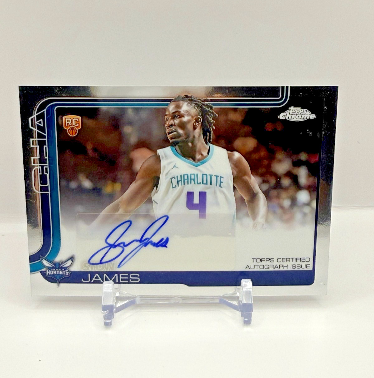 Sion James 2025-26 Topps Chrome Certified Auto Rookie Card, Hornets #TCAR-SJ