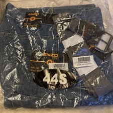 Enzo Mens Jeans Straight Leg Regular Fit Denim Trouser Pants 44S