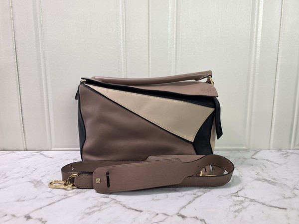 Authentic Loewe Puzzle Medium Tricolor Leather Bag Gold Hardware