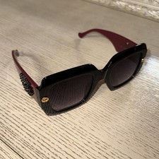 Gucci Square Sunglasses Women Black Plastic Frame Gray Tinted Plastic Lenses
