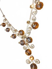 Elegant Brown and Gold Necklace with Matching Earrings Set