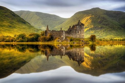 Kilchurn Castle Ruins Sir Colin Campbell Scotland Lake Sunset Poster 36x24