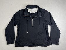 Tommy Bahama Half Zip Women's Jacket Size Large Pineapple Accent Black Sparkle