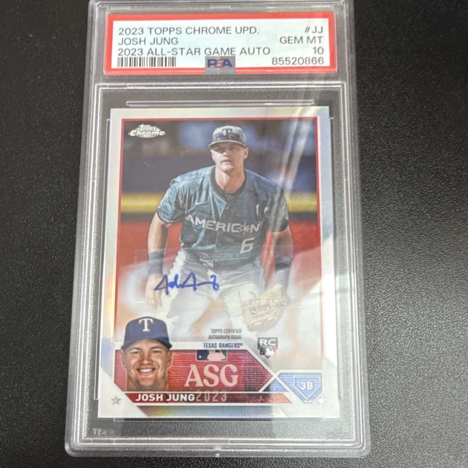 Topps 2023 Chrome Update Josh Jung Auto Rookie #ASGA-JJ PSA 10 Rangers Baseball