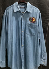 Men's Denim Lightwash Long Sleeve Shirt Size XL 100 Cotton Outdoor Workwear