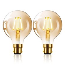 Sarveeta Vintage Edison LED Light Bulb 6W G80 Globe 2 Count (Pack of 1), Gold