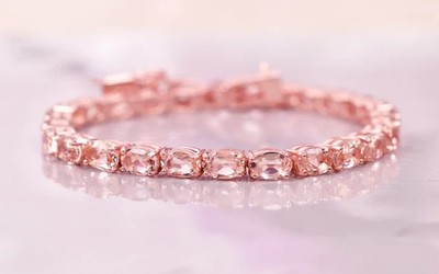 10Ct Round Cut Lab Created Morganite Tennis Bracelet Round 925 Sterling Silver