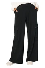 Peace Love World Women's Alina French Terry Cargo Pant Black
