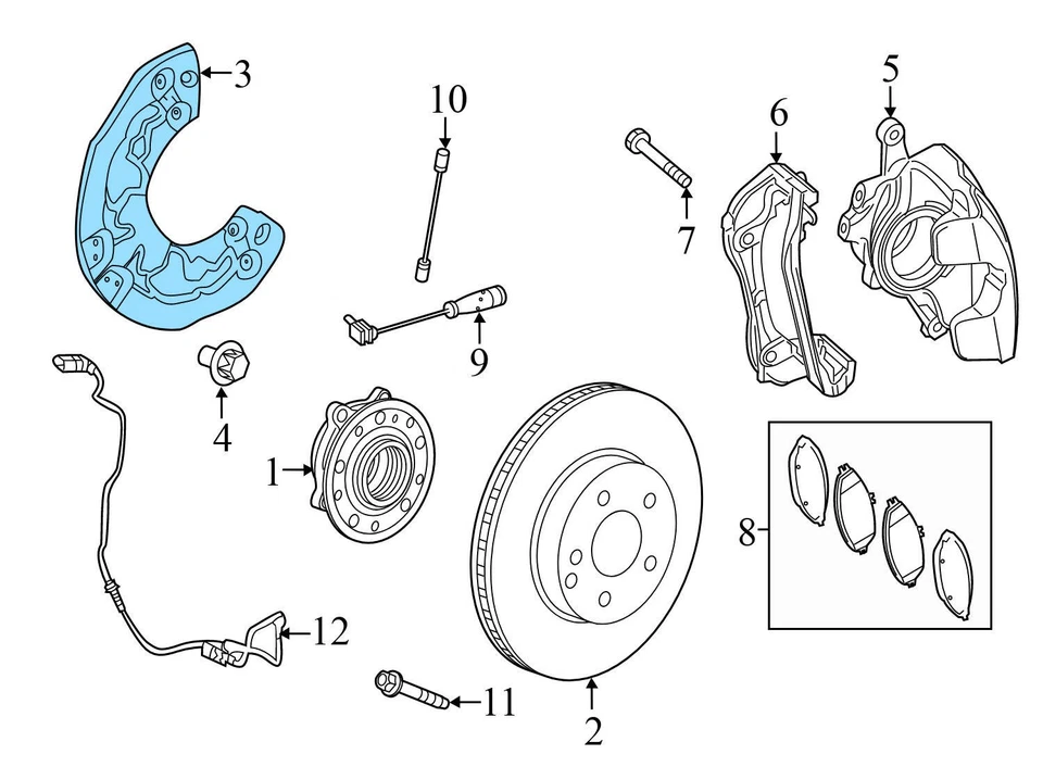 Mercedes-Benz GLC300 2016-2024 - Freno delantero protector contra salpicaduras 0004213520 Foto 3 de 4