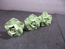 3 Pcs Green Rose Drawer Pulls Ceramic Flower Knobs for Cabinets Dressers
