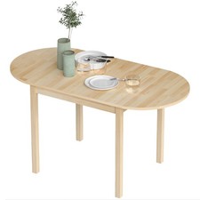 HOMCOM Foldable Dining Table, Solid Wood Drop Leaf Table, Natural