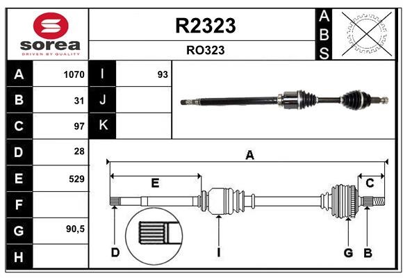 Arbre de transmission SNRA R2323 anti-vibration pour réparer les claquements