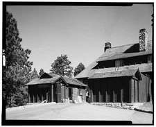 34. DISTANT VIEW FROM SOUTHWEST CORNER, SERVICE YARD - Bryce Canyon Lodge,