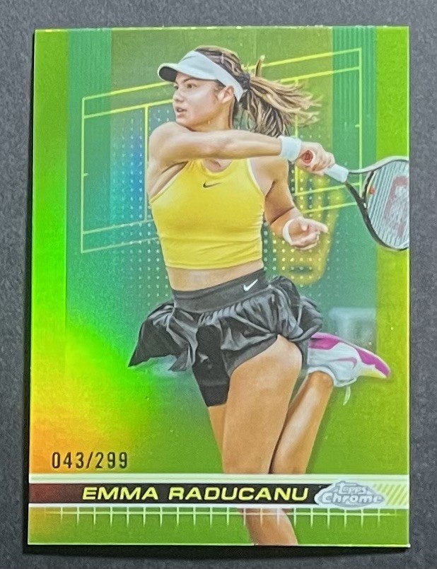 2024 TOPPS CHROME EMMA RADUCANU #198 LIME GREEN REFRACTOR @ 43/299 @