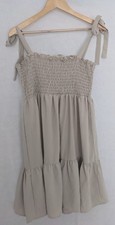 Shein Tie Up Strap Off Shoulder Dress Beige Size Large Frilled Casual Cocktail