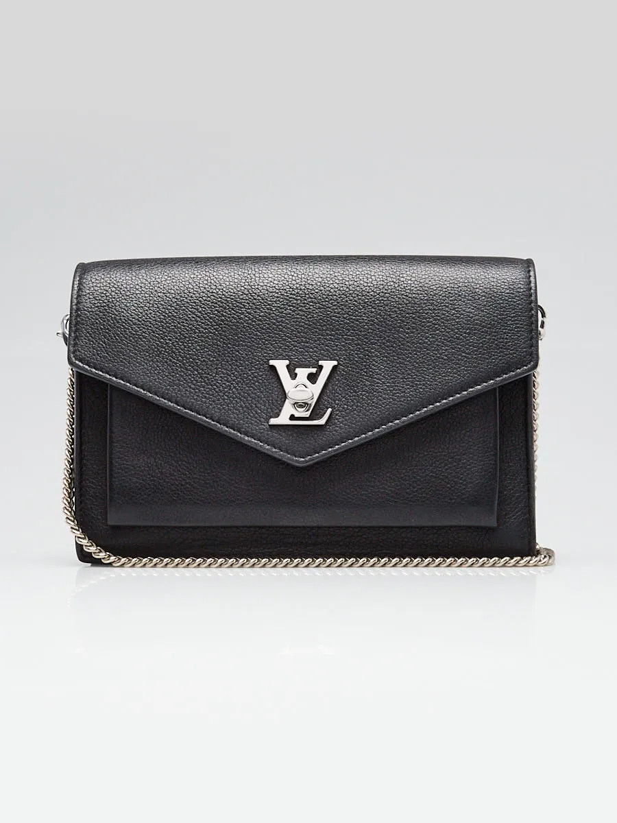 Louis Vuitton Black Leather MyLockMe Chain Pochette Bag