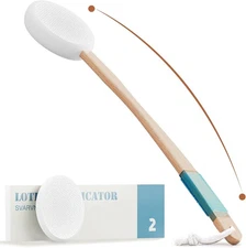 Lotion Applicator for Back and Feet with 2 Replaceable Pads, 17" White 