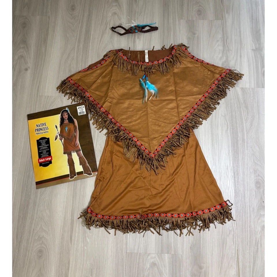 Disfraz de princesa nativa para mujer grande vestido de Halloween poncho diadema Foto 3 de 4