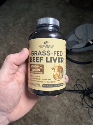 Wholesome Wellness Grass-Fed Desiccated Beef Liver Capsules   180 Pills (750 mg)