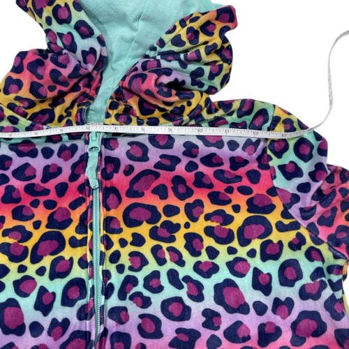 Cat & Jack Girs Large 10/12 Sleepwear Shorts Romper Hooded Rainbow Cheetah Print - Picture 10 of 13