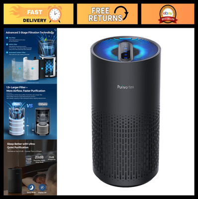 Quiet HEPA Air Purifier for Bedroom - Removes Pollen, Smoke, Dust, Pet Dander, O