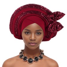 Wedding Party Hat African Women Turban Hijab Auto Gele Nigerian Headtie Aso Oke