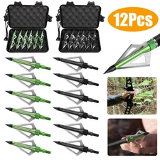 12Pcs 100Grain 3Blade Hunting Archery Broadhead Compound Bow Fixed Arrowhead Tip