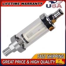 1pc Universal Fuel Filter ​Clear View Inline 3/8" Chrome Hose Barb Petrol Diesel