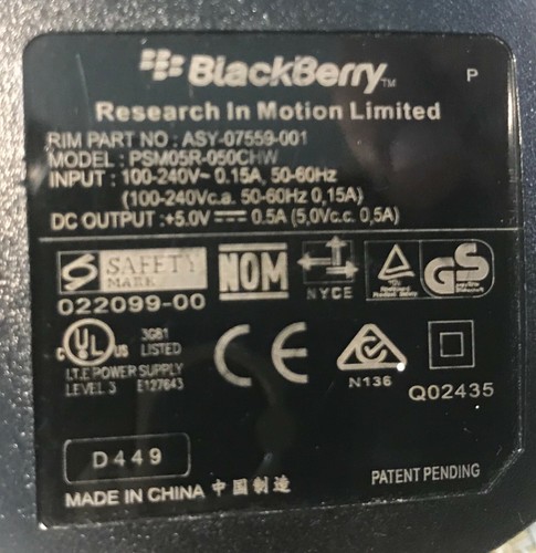 Blackberry ASY-07559-001 PSM05R-050CHW Charger Power Supply *FREE SHIPPING* - Picture 2 of 5