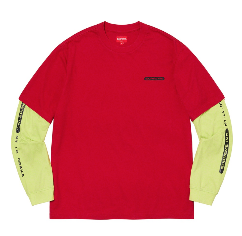 Supreme Inc. Paneled L/S Long Sleeve Top Tee Size Medium Red SS21 