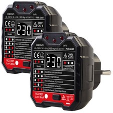 revolt 2er-Set Steckdosentester, LCD-Display, RCD-Test, LED-Anzeige, 48-250 V