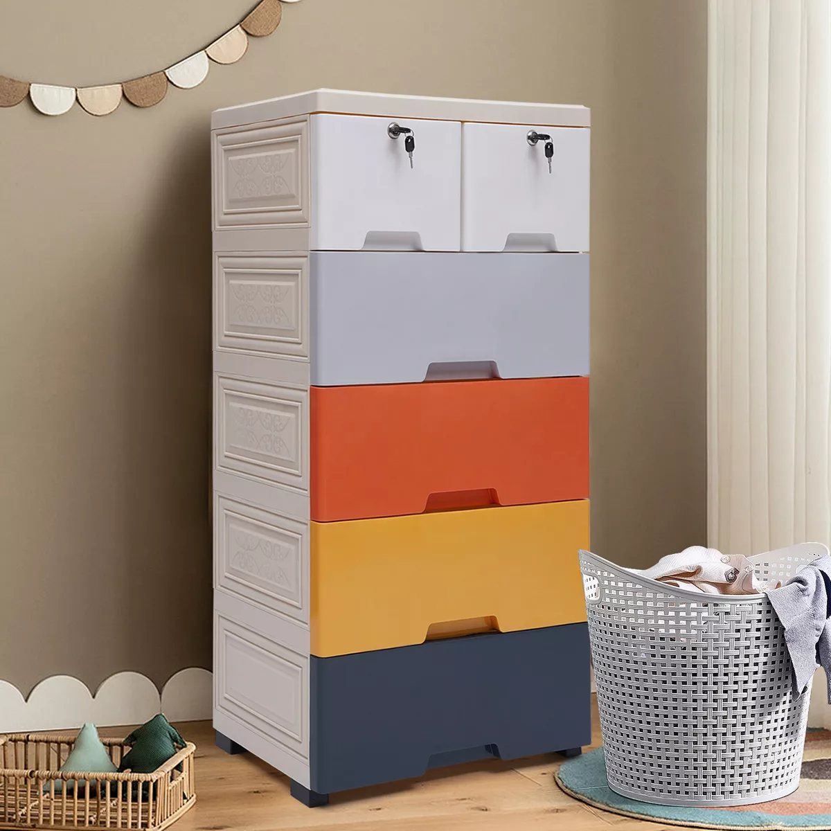 Multi-functional Storage Cabinet With 6 Drawers Home For Bedroom