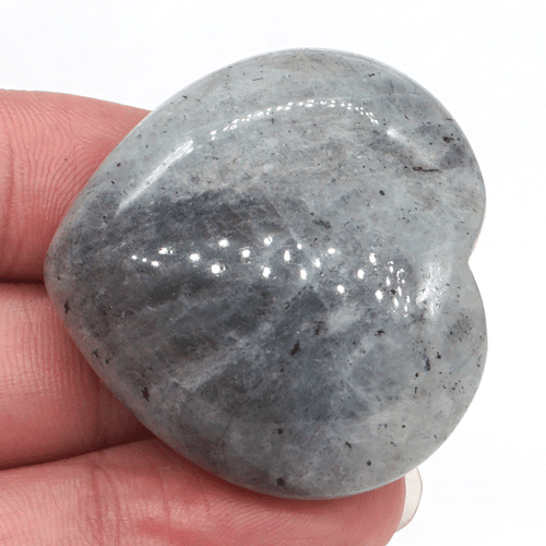 Piedra de palma de corazón de 1,6" piedra preciosa natural labradorita cristal tallado regalo de amor - Imagen 5 de 7