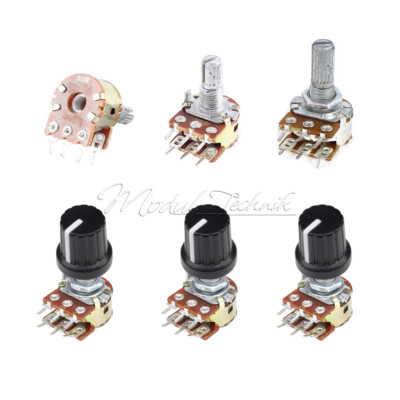 5PCS B1K~B1M WH148 6Pin Potentiometer Ohm Linear Rotary Shaft 15/20mm B10K B100K