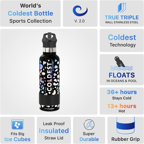 Coldest Insulated Kids Water Bottle 21 oz - Leak-Proof, Straw Lid, Moonlight ... - Picture 8 of 11