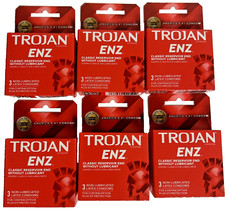 Trojan ENZ Non-Lubricated Premium Latex Condom 3 ct. each Pack of 6 Total 18 Pcs