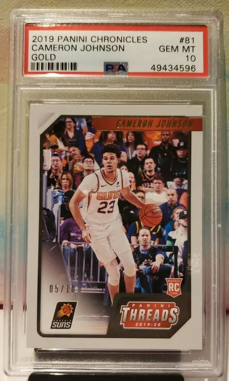 CAMERON JOHNSON ROOKIE - 2019 Chronicles #81 THREADS GOLD 5/10  **PSA 10** POP 1