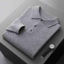 Men's Lapel Pullover Long Sleeve Sweater Loose Top Business Knit Bottoming Shirt