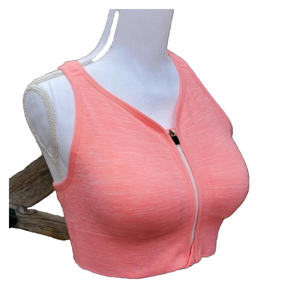 Copper Fit™ Racerback Zip-Front Seamless Pink Sports Bra, 2XL