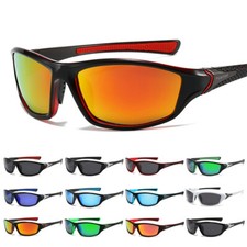 Polarized Wrap Around Sport Sunglasses Men Women's UV400 Protection Dark Glasses