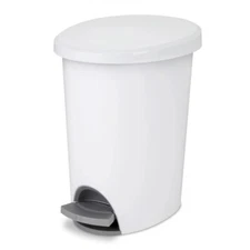 Sterilite 2.6 Gallon Trash Can, Ultra Step On Bathroom Trash Can, White