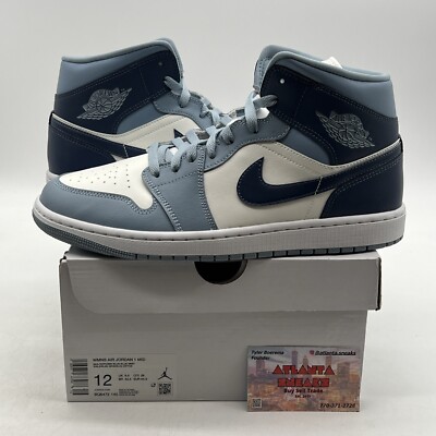 Size 12 Air Jordan Mid Diffused Blue W White Leather (BQ6472-140)