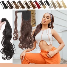 Hair ponytail Clip In as Real Human Hair Extensions Curly Wrap Around Pony Tail